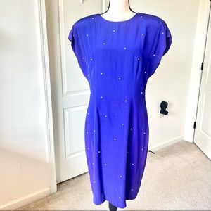 Vintage 80s PATRA Pearl Embellished V-Bow Back Sheath Dress—SZ. M/L